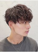 メンズシースルーマッシュニュアンスパーマシャドウパーマテテ風