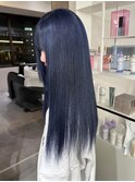 7086黒髪ブラックブルージュレイヤーロンググラデーションカラー