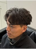 フェザーパーマ　大人男髪