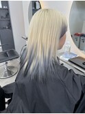 ブリーチハイトーン抜きっぱなしブロンド裾カラーグラデーション