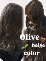 フォルテ 草薙店&nbsp;赤みなしカラー【ブリーチなしWカラー】オリーブベージュ