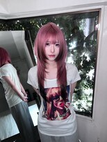キイ 原宿 表参道(K.e.y)&nbsp;ピンクデザインカラーシャギーカットロングレイヤーウルフ