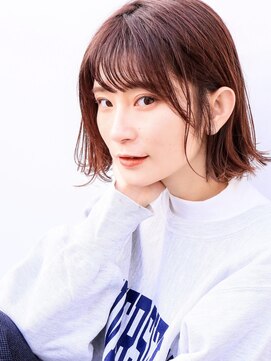 ドロップ(drop) 大人ガーリー外ハネミニボブ×ピンクカラー/ベージュピンク