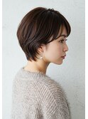 30代40代50代丸みショート髪質改善根元パーマオリーブベージュ
