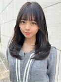 くびれレイヤー/ミディアムレイヤー 顔周りレイヤー 原宿