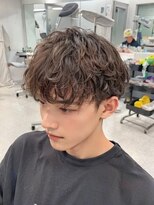 レブヘアー 西院(LEVHAIR)&nbsp;メンズパーマ/スペインカールダークアッシュ/韓国マッシュ