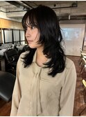 【あきら】ミディアムレイヤーカット韓国ハッシュカット顔まわり
