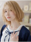 ブリーチオンカラー金髪ニュアンスパーマボブA0戸田公園20代30代