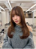 シースルーバングハッシュカットミディアムレイヤー