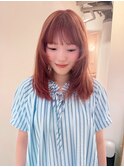 ブリーチカラーピンクベージュハッシュカットレイヤーカット