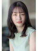 大人かわいい前髪セシルカットココアブラウンフリンジウェーブ