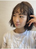 パーマくるくるパーマウェーブ強めパーマボブヘアロブ