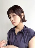 大人ショートボブ短め前髪ありミニボブ丸顔面長絶壁K20240817