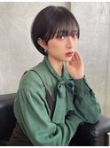 大人マッシュショート×オフブラック