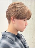 渋谷メンズブリーチカラーヘーゼルベージュシースルーマッシュ