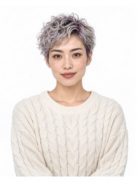 ヘアーアンドメイク ソファー 泉中央店(hair&make Sofa) シルバー×ラベンダーのカーリーピクシー