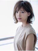 透け感セミディ☆ハイライト×ヌーディーベージュ