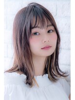 ヘアーアートシフォン 池袋西口店(Hair art chiffon)&nbsp;外ハネミディアムシースルーカラーダークグレージュ透け感レトロ