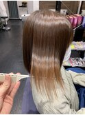 ダークアッシュストカール暖色系カラーグラボブ都島髪質改善大阪