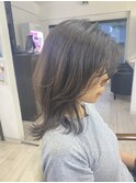 大人かわいいフェザーバング×ミディアムレイヤー