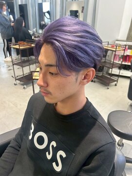 メンズサロン キング 梅田店(Men’s salon K!ng) フェザーショートアップバングセンターパートメンズハイライト