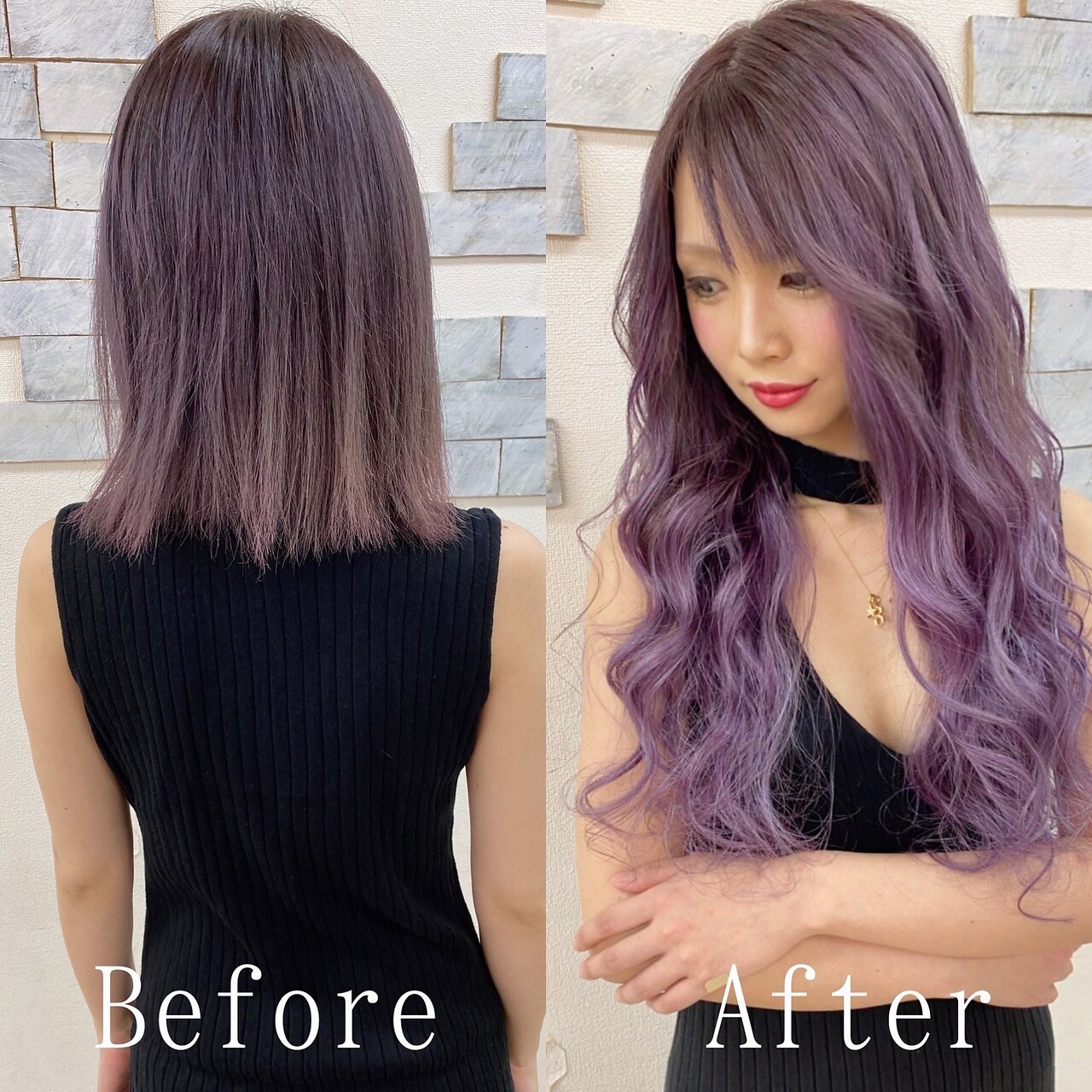 パープル×アッシュ#シールエクステ#ラベンダーカラー#渋谷：L095165440