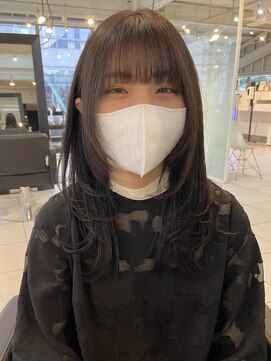 アクアオモテサンドウ(ACQUA omotesando) ▲ブリーチなしグレージュロングウルフヘアレイヤーぱっつん前髪