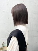 大平/切りっぱなしボブ前下がりミディアム顔まわり前髪ベージュ