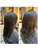 コテ巻き風パーマ×伸ばしかけロング