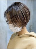 ショートカットくびれショート前下がりボブベージュカラー40代★
