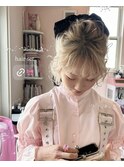 ヘアアレンジ　ヘアセット　お呼ばれヘア　ガーリー