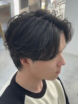 フィフス 天神大名(fifth) 天神大名フェザーパーマメンズカットセンターパート30代マッシュ