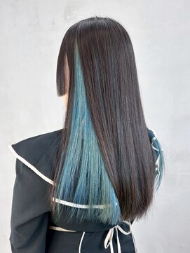 ダブルカラーロング韓国ヘア顔周りレイヤー_ba559853