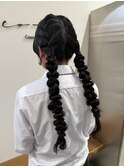 ツイン編みおろしアレンジロング卒業式ヘアセット×小野ふゆり