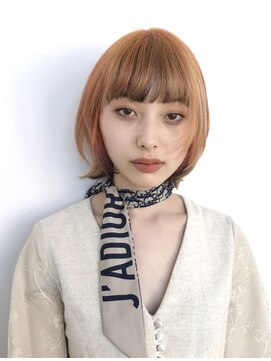 ベチカ(vetica) ベージュ×オレンジ×ローライトのデザインウルフヘア＊