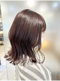 くびれレイヤー　レイヤーロング　ピンクブラウン