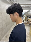 メンズショートセンターパートニュアンスパーマ刈り上げ１cm