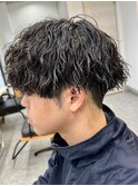 波巻きパーマメンズパーマメンズヘアツーブロックツイストパーマ