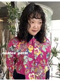 黒髪ニュアンスパーマ ミディアムパーマ【中西思実】