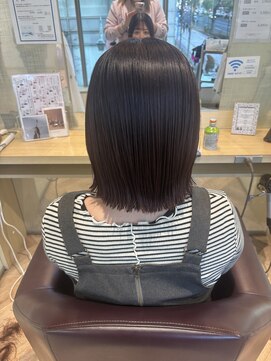 ファースト 仙台店(first) 黒髪 ボブルフ ネビージュ 小顔 ワンレン 髪質改善 前髪