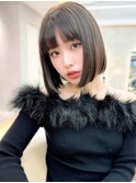 くすみベージュ/ボブ/前髪/レイヤー/髪質改善/縮毛矯正/柏柏