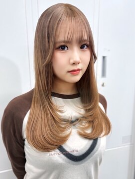 レイヤー ブリーチ ダブルカラー  ミルクティーベージュ 10代