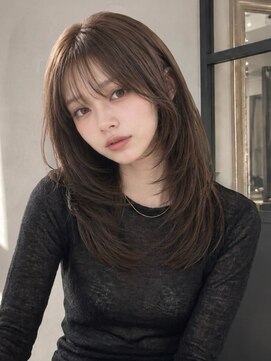 ユーフォリア 青山(Euphoria) ロングレイヤーシースルーバング暗髪アッシュ青山