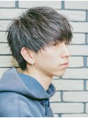 スーツ短髪ツーブロック束感モテるパーママッシュ黒髪ナチュラル