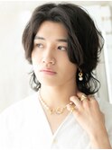 センターパートいかつめワイルド黒髪カルマパーマF南越谷