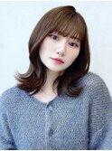 透明感カラーくびれロング似合わせカットミディアムレイヤー