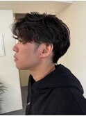 サーフカール/センター分けメンズパーマ