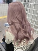 表参道ピンクベージュミルクティーケアブリーチ顔まわりレイヤー
