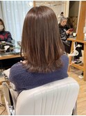 カカオブラウン 暖色 艶カラー ミディアムレイヤー