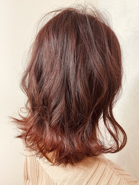 暖色カラーレッドブラウン髪質改善